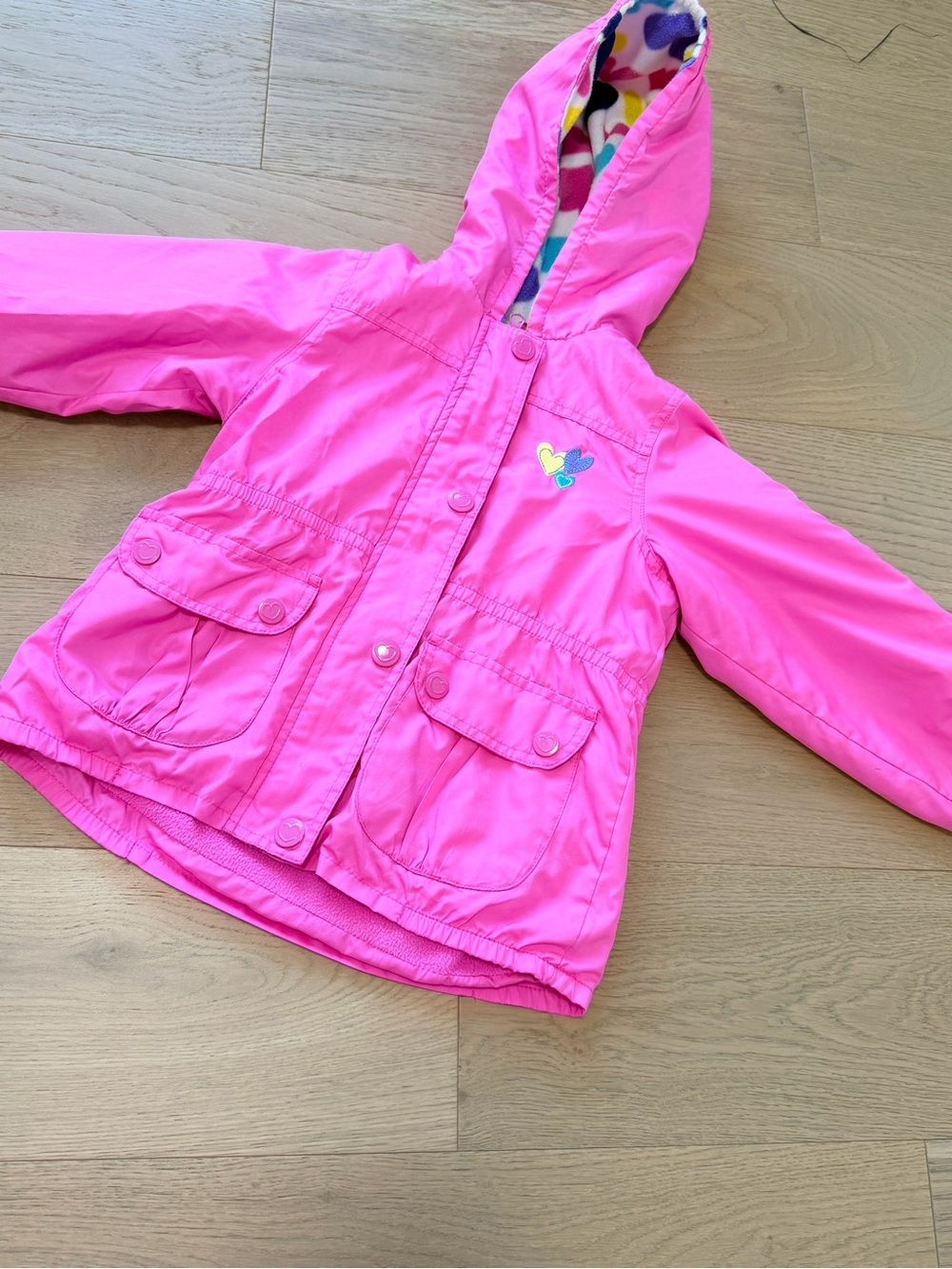 Carter's Bright Pink Hooded Rain Jacket with Heart Patch